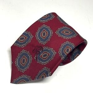 Countess Mara Tie Mens OS Red Medallion Paisley Silk‎ Vintage Preppy Ivy League